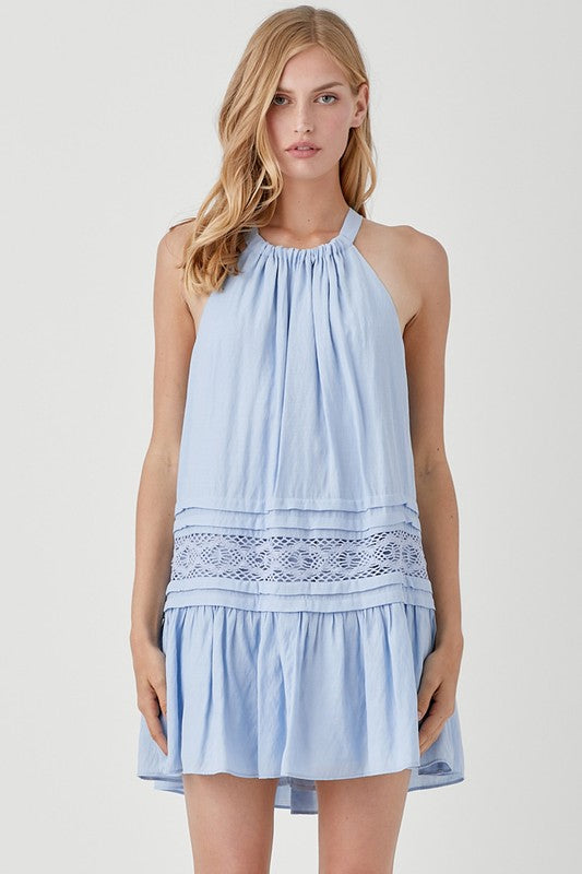 Stella Lace Trim Halter Mini Dress