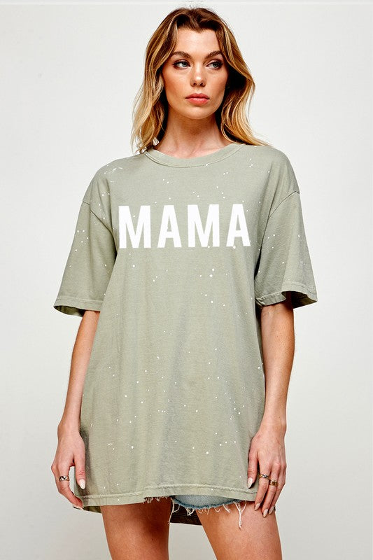 MAMA Paint Splatter Oversized Graphic Tee