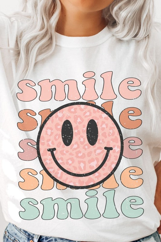 Smile Leopard Smiley Oversized Graphic Tee