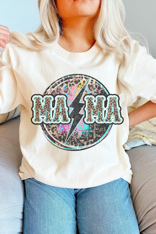 Mama Leopard Lightning Oversized Graphic Tee