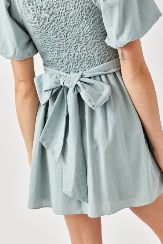 Penelope Puff Sleeve Wrap Mini Dress
