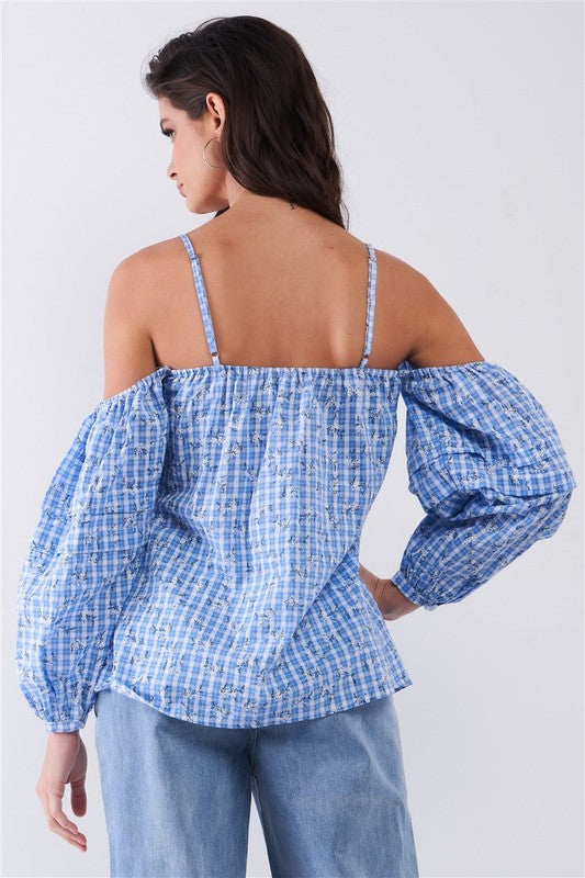 Load image into Gallery viewer, Camille Checkered Off The Shoulder Top
