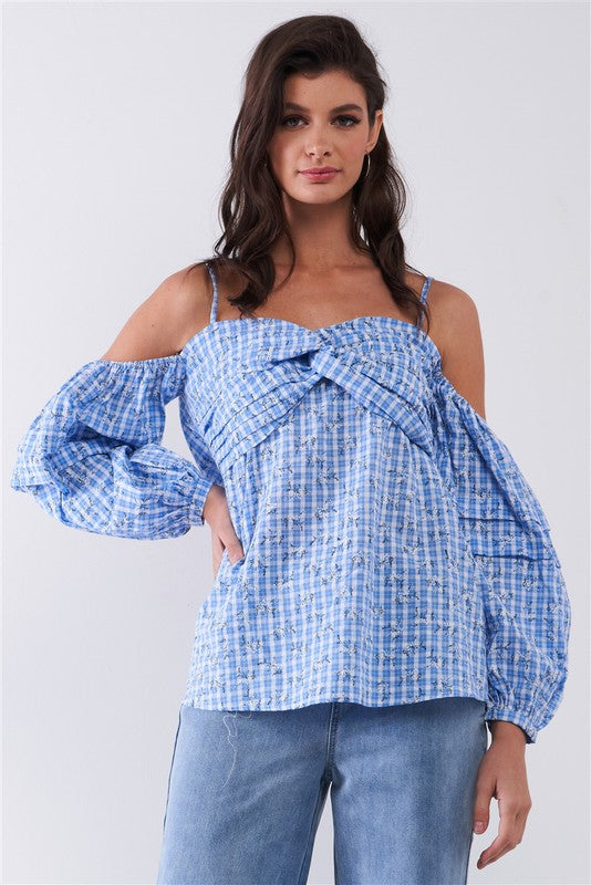 Camille Checkered Off The Shoulder Top