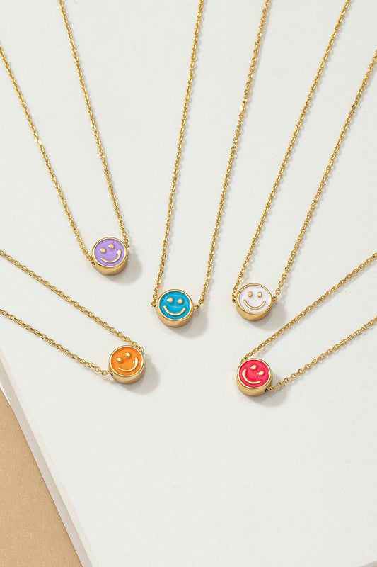 Mini smiley face pendant necklace