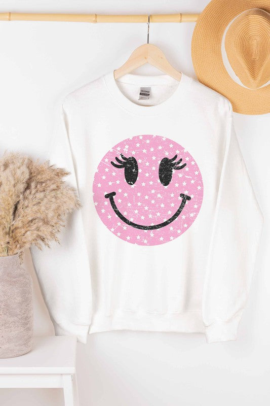Lashes Smiley Face Graphic Pullover