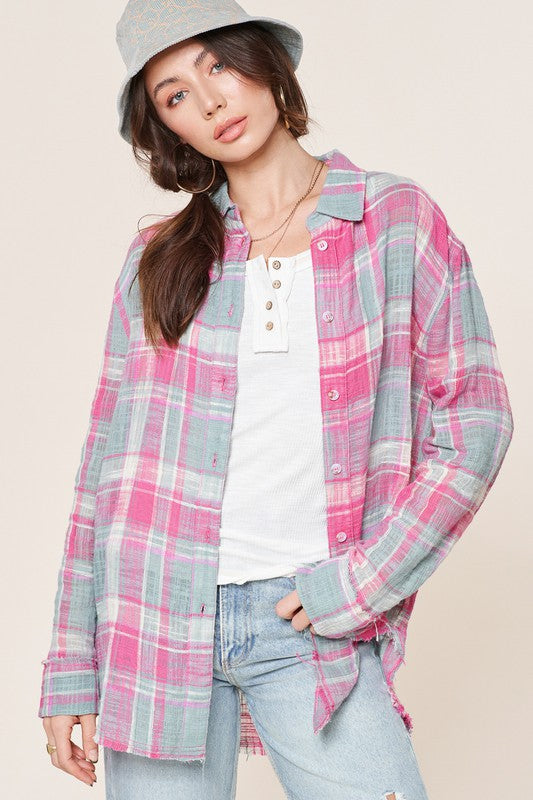 Peony Plaid Top