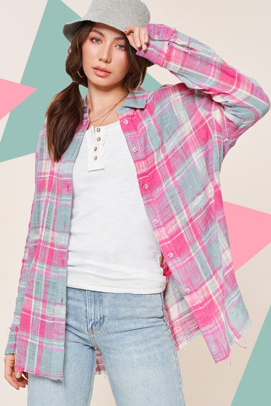 Peony Plaid Top