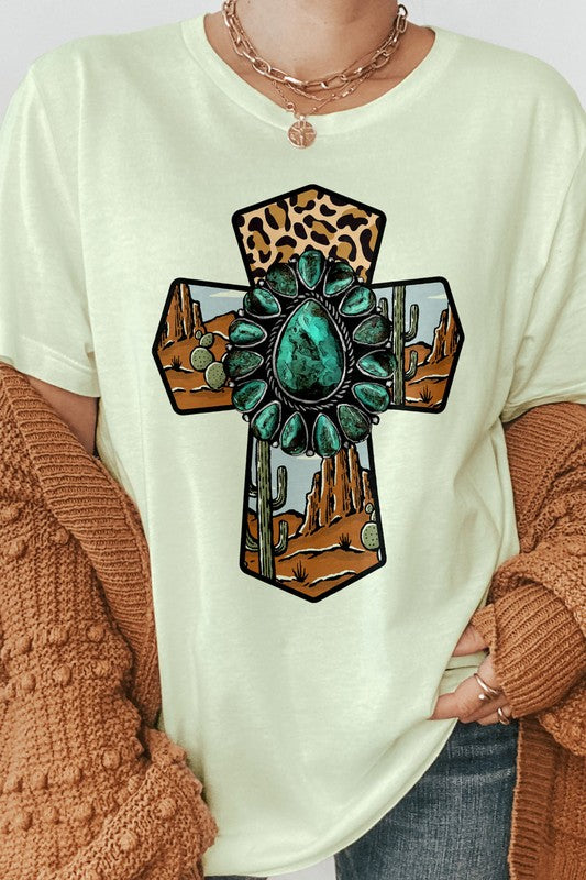 Turquoise Desert Cross Graphic Tee