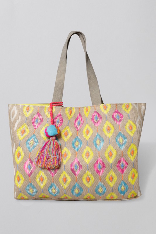 Boho Diamond Pattern Tote Shoulder Bag