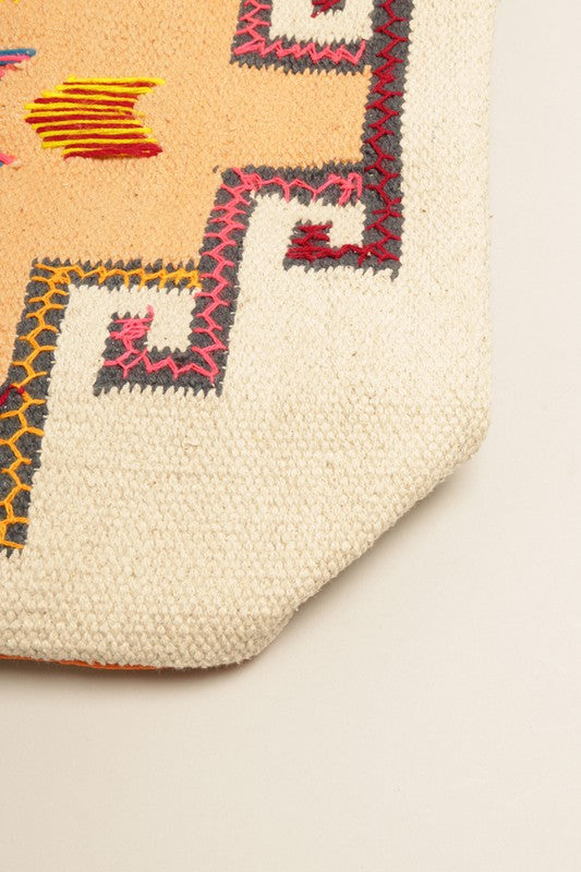Aztec Pattern Pom Pom Tassel Shoulder Bag