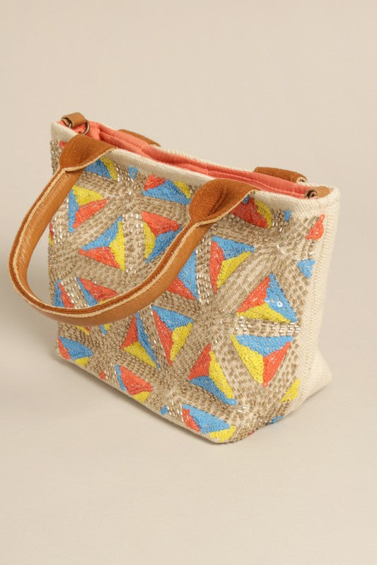Abstract Pattern Tote Bag with Strap