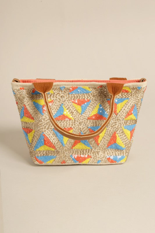 Abstract Pattern Tote Bag with Strap