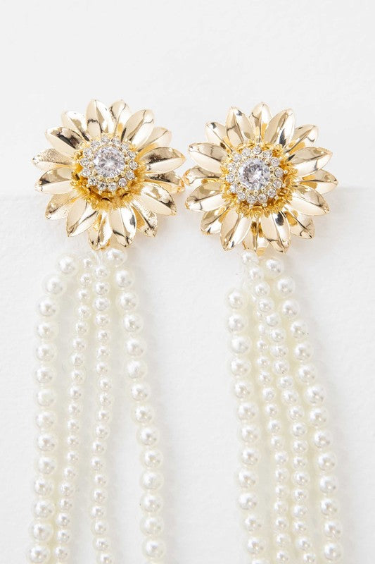 Load image into Gallery viewer, Dandelion Pearl Drop Earrings

