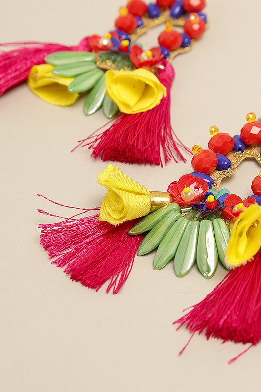 Load image into Gallery viewer, Tropical Fiesta Tassel Earrings
