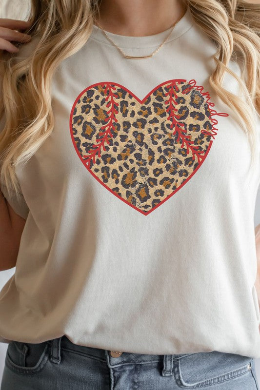 Baseball Leopard Heart Graphic Tee