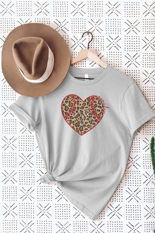 Load image into Gallery viewer, Baseball Leopard Heart Graphic Tee
