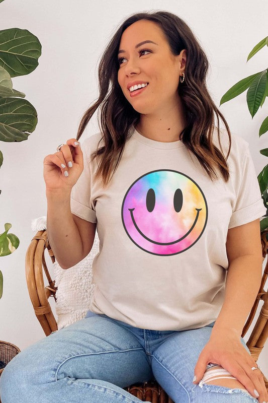 Tie Dye Smiley Graphic Tee