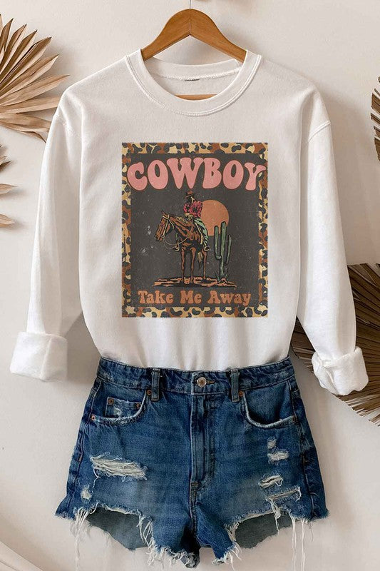 Cowboy Take Me Away Graphic Pullover - Plus