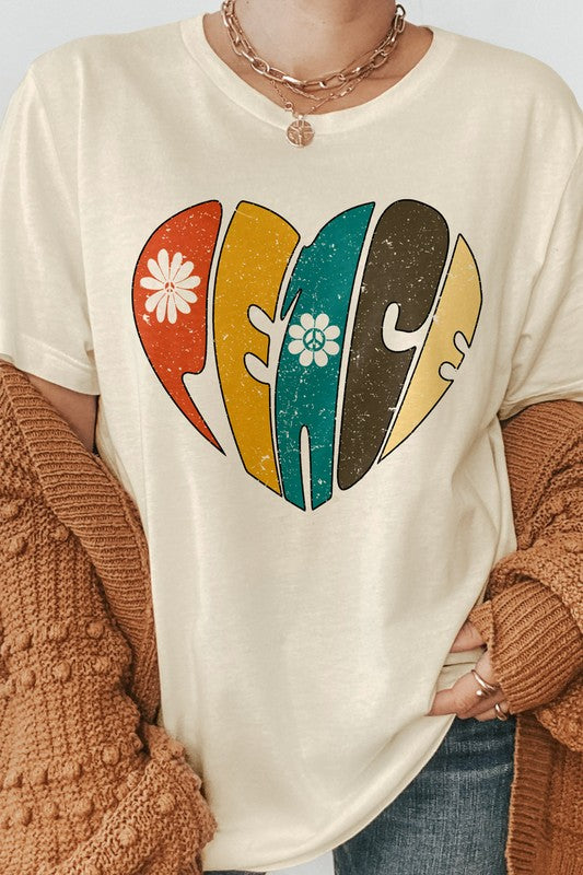Load image into Gallery viewer, Peace Retro Heart Graphic Tee

