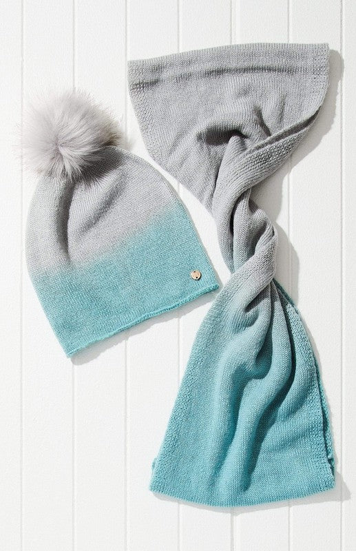 Tie Dye Pom Slouchy Beanie Vegan Faux Fur