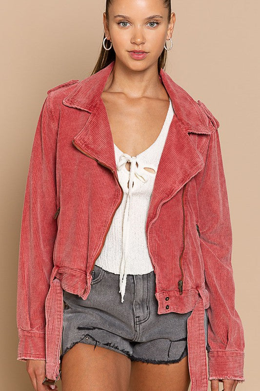 Evie Corduroy Biker Jacket