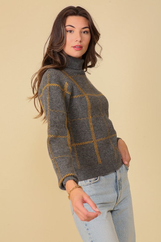Trenton Plaid Turtleneck Sweater