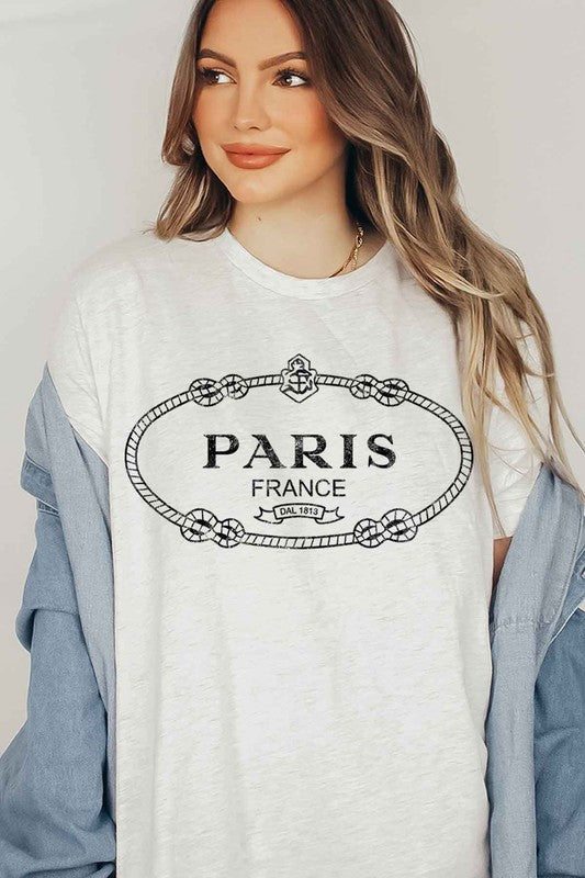 Load image into Gallery viewer, Paris France Rope Detail Graphic Tee - Plus
