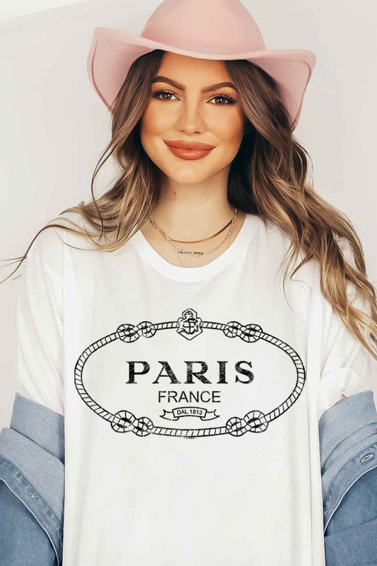 Paris France Rope Detail Graphic Tee - Plus