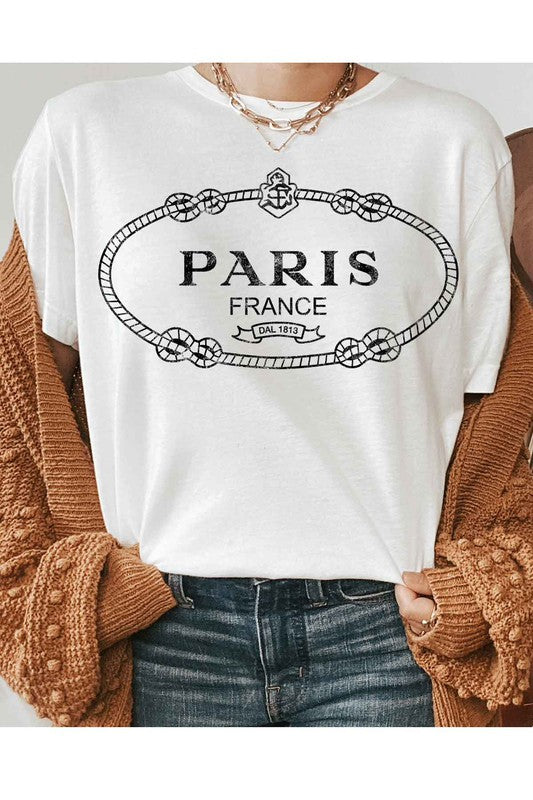Paris France Rope Detail Graphic Tee - Plus