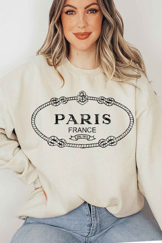 Paris Fance Roped Detail Graphic Pullover