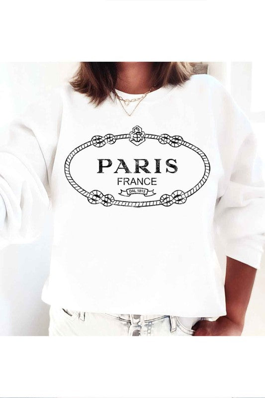 Paris Fance Roped Detail Graphic Pullover