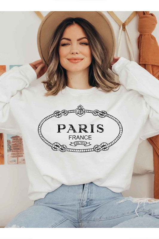 Paris Fance Roped Detail Graphic Pullover