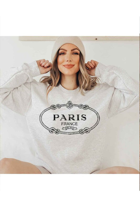 Paris Fance Roped Detail Graphic Pullover