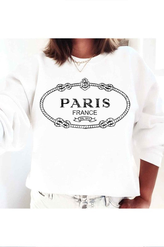 Load image into Gallery viewer, Paris Fance Rope Detail Graphic Pullover
