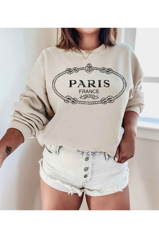 Paris France Rope Detail Graphic Pullover - Plus