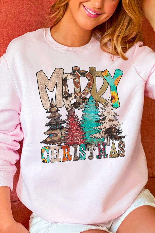 Load image into Gallery viewer, Western Merry Christmas Graphic Pullover
