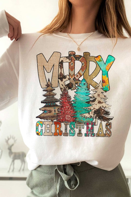 Load image into Gallery viewer, Western Merry Christmas Graphic Pullover
