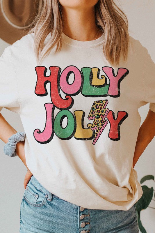 Leopard Lightening Holly Jolly Graphic Tee