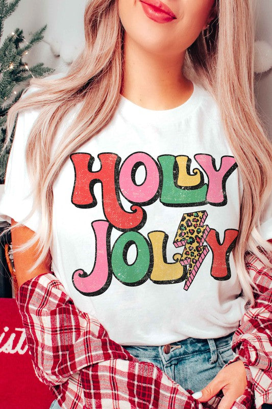 Leopard Lightening Holly Jolly Graphic Tee