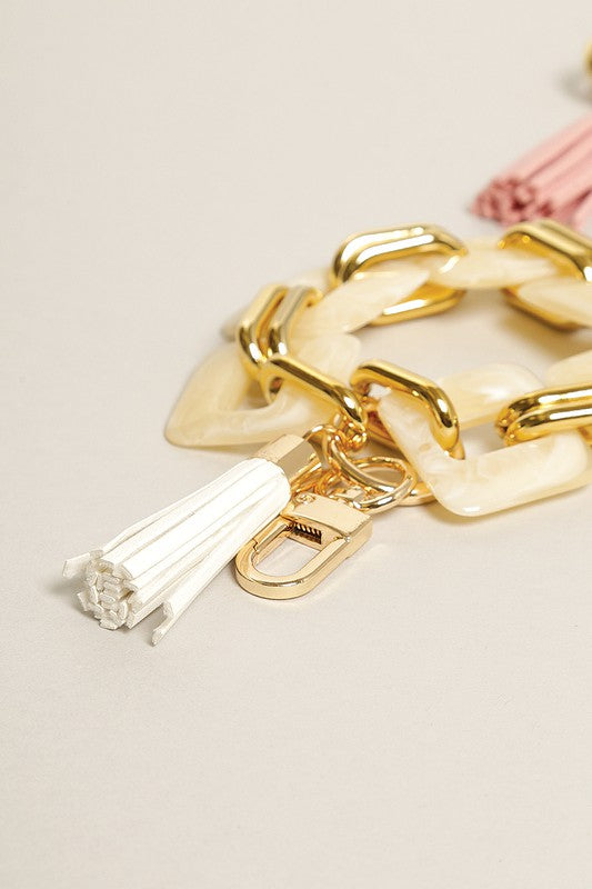 Resin Chain  Bracelet Keychain with Tassel