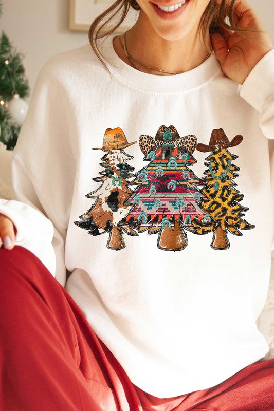 Western Christmas Trees Graphic Pullover