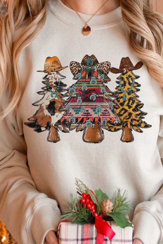 Western Christmas Trees Graphic Pullover