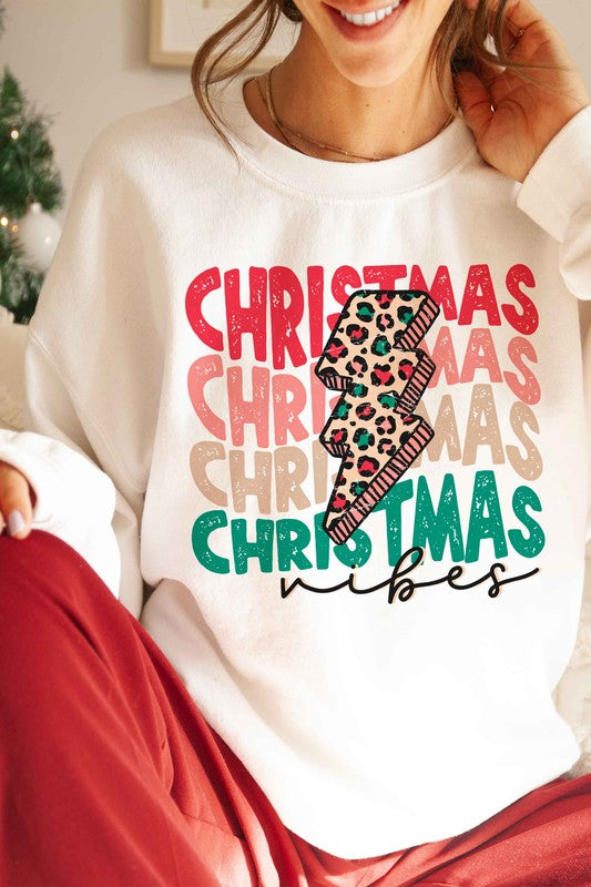 Leopard Lightening Christmas Vibes Graphic Pullover