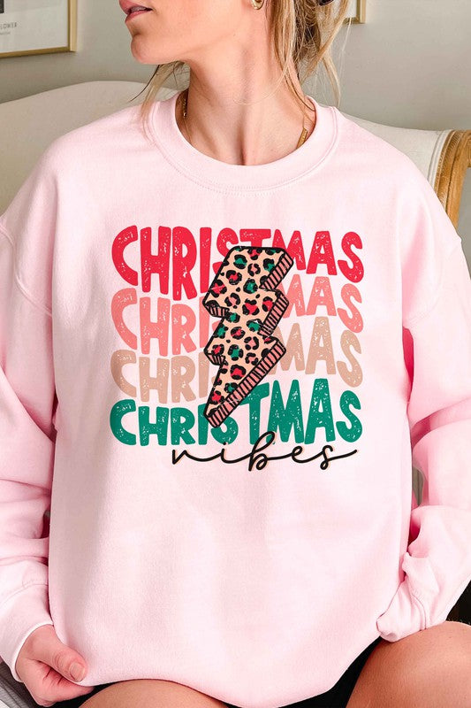 Leopard Lightening Christmas Vibes Graphic Pullover