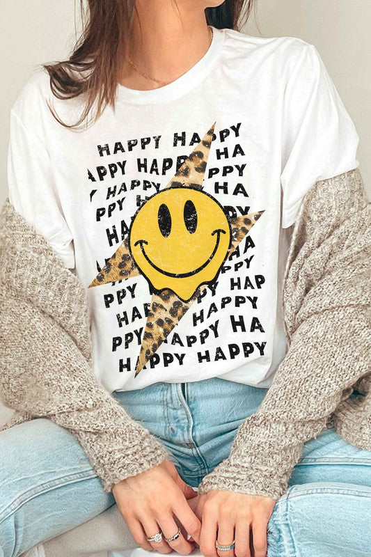 
                      
                        Leopard Lightening Bolt Happy Face Graphic Tee Plus
                      
                    