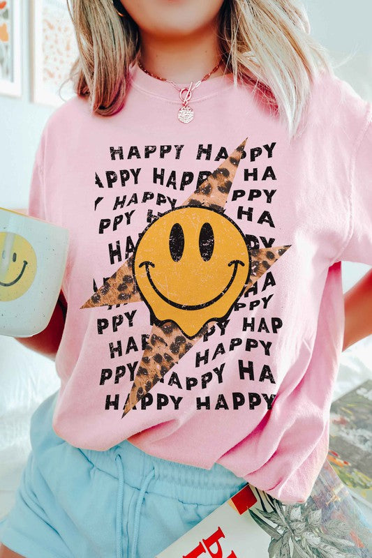 
                      
                        Leopard Lightening Bolt Happy Face Graphic Tee Plus
                      
                    