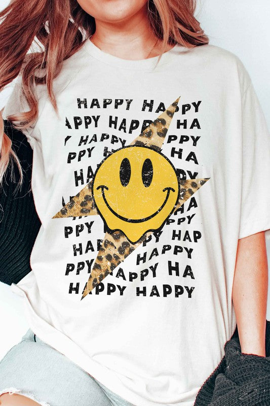 
                      
                        Leopard Lightening Bolt Happy Face Graphic Tee Plus
                      
                    