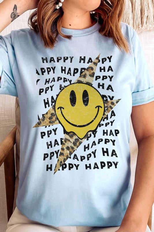 
                      
                        Leopard Lightening Bolt Happy Face Graphic Tee Plus
                      
                    