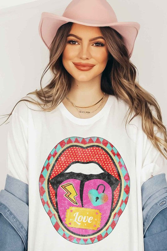 Load image into Gallery viewer, Retro Lip Valentine&amp;#39;s Graphic Tee
