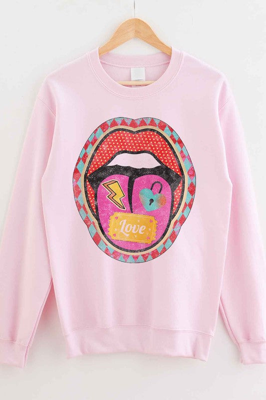 Retro Lip Valentine Graphic Sweatshirt